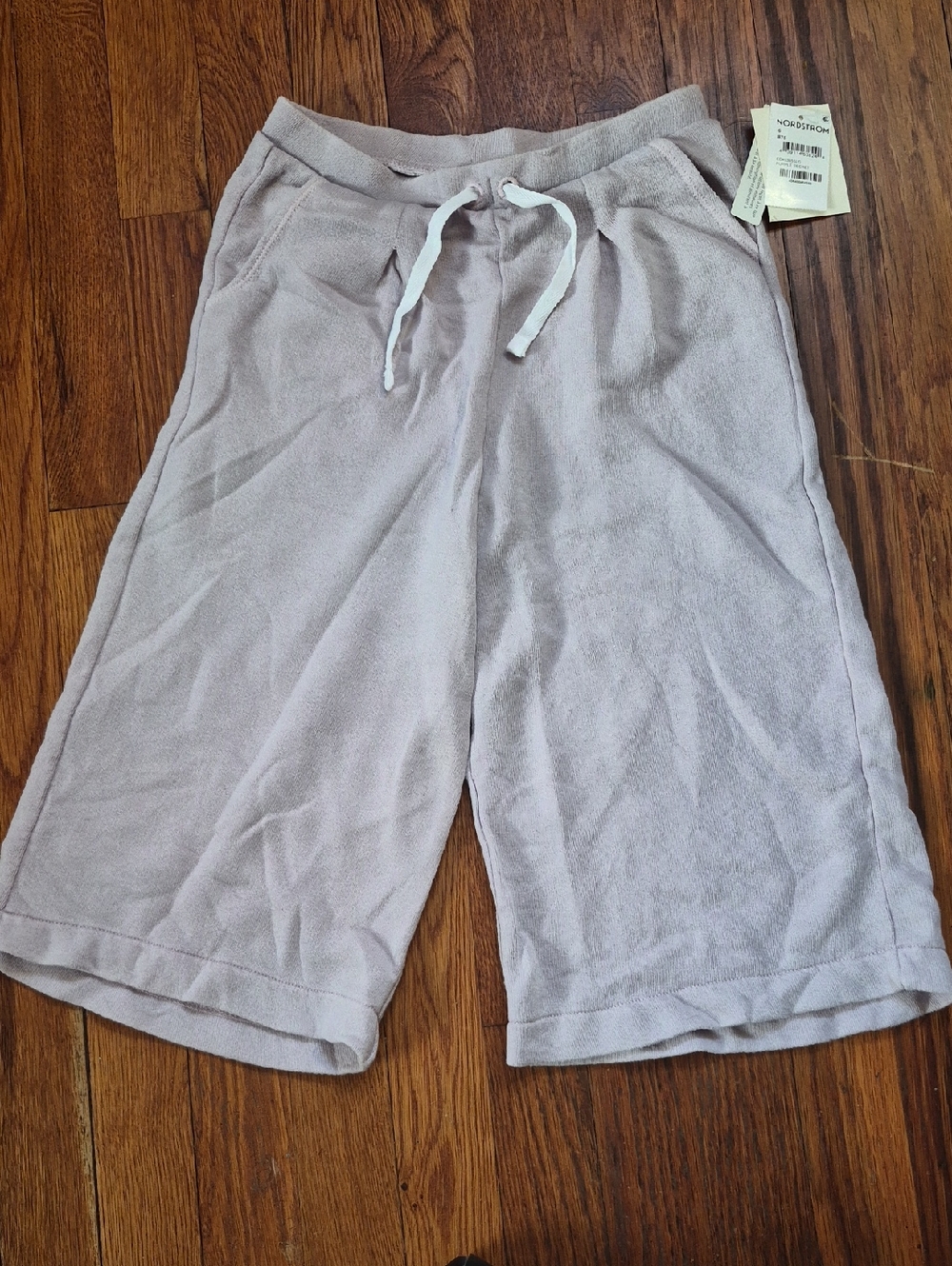 Kids Casual Terry Drawstring Shorts - Light Lavender